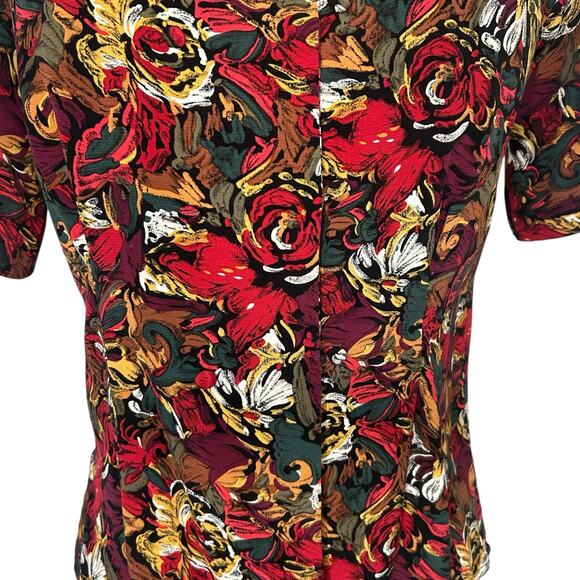 Vintage Maximalist Button Up Short Sleeve Blouse Size 8 - Picture 3 of 7